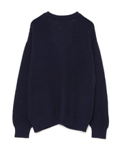画像をギャラリービューアに読み込む, 446-Logo Waffle Knit Cardigan Navy
