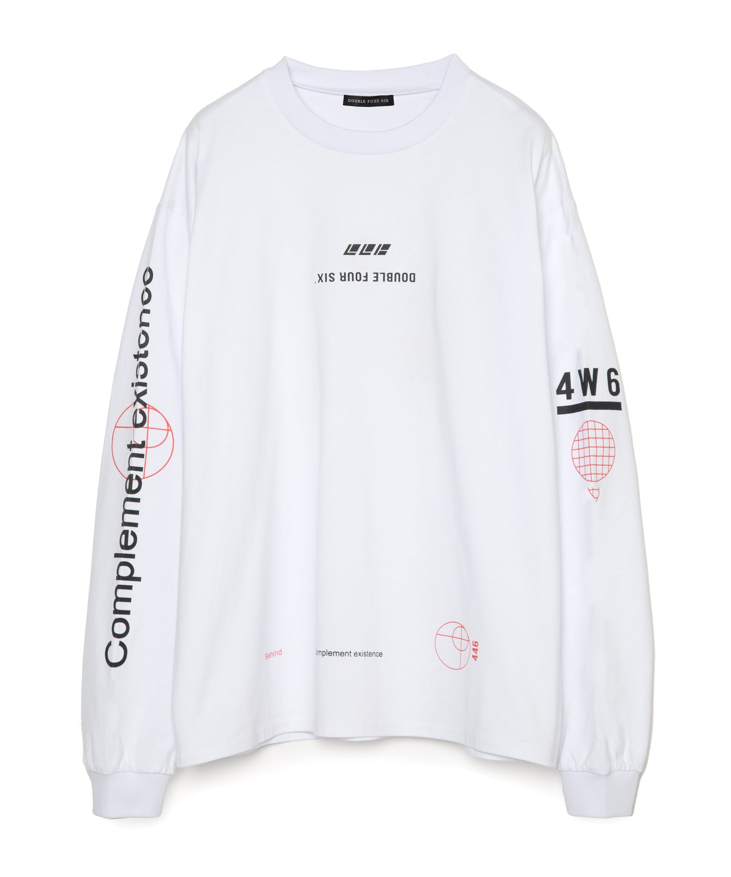 DOUBLE FOUR SIX-Multiple Logos Long Sleeve T-Shirt White