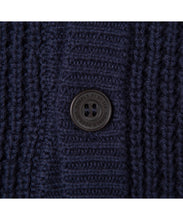 画像をギャラリービューアに読み込む, 446-Logo Waffle Knit Cardigan Navy
