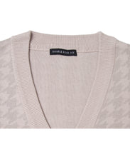 画像をギャラリービューアに読み込む, 446- Houndstooth Pattern Knit Cardigan Chidori Greige
