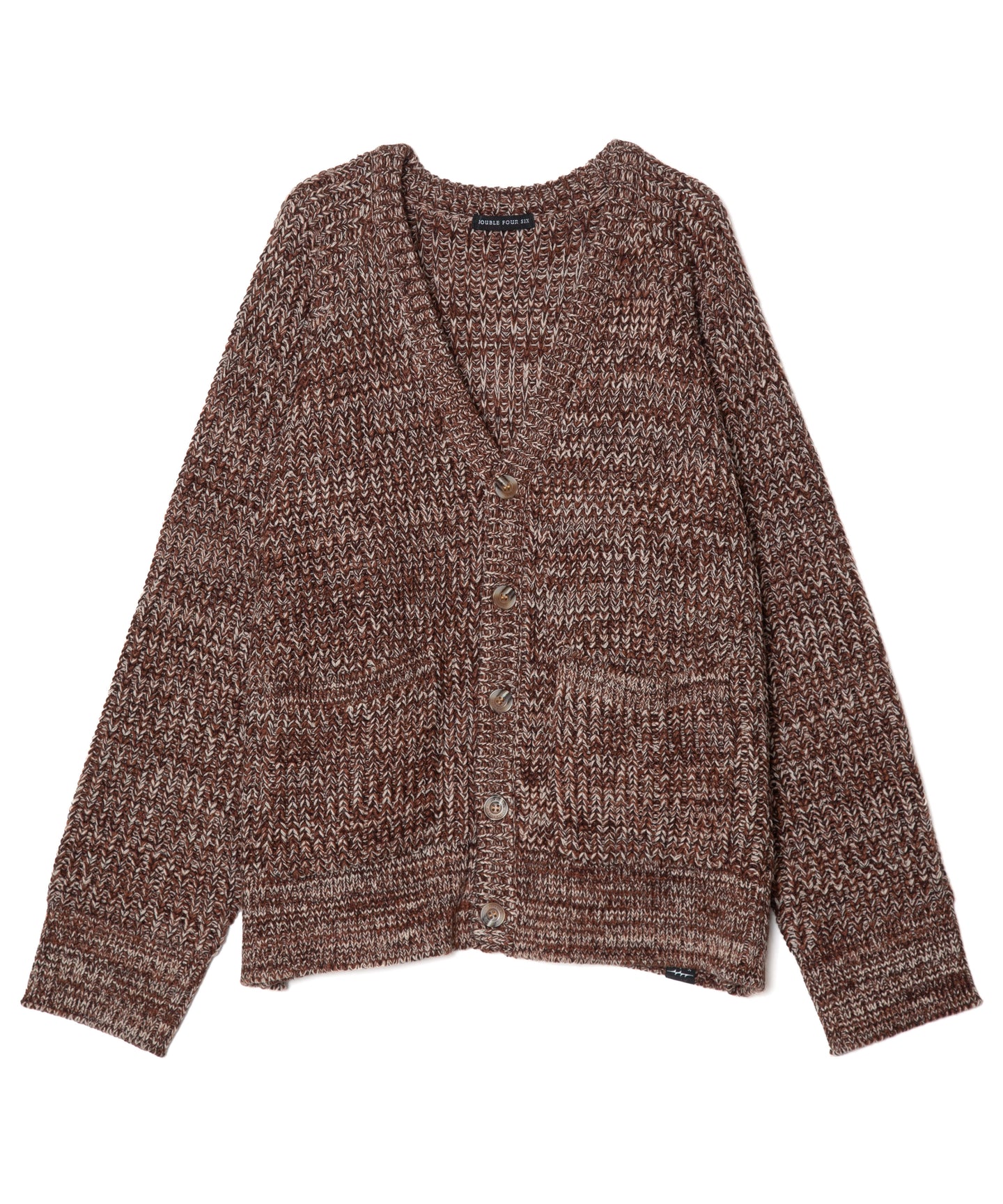 DOUBLE FOUR SIX- Mix yarn Raglan Sleeve Knit Cardigan Brown MIX