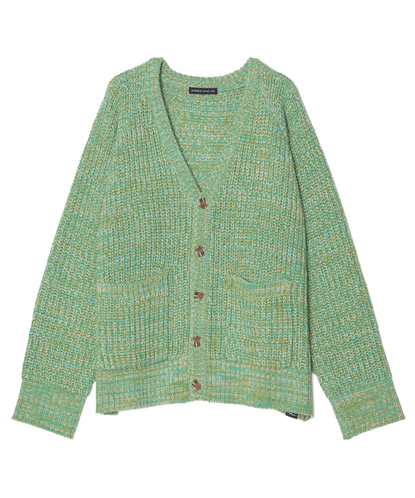 DOUBLE FOUR SIX- Mix yarn Raglan Sleeve Knit Cardigan Green MIX