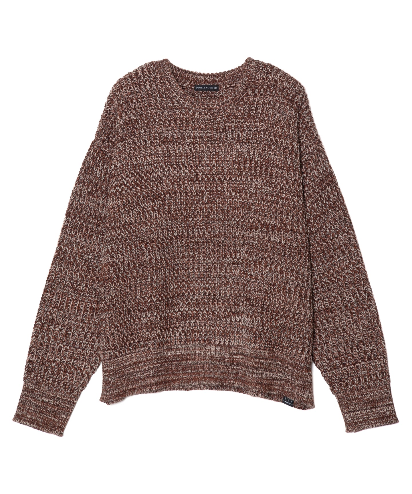 DOUBLE FOUR SIX- Mix yarn Knit Pullover Brown MIX