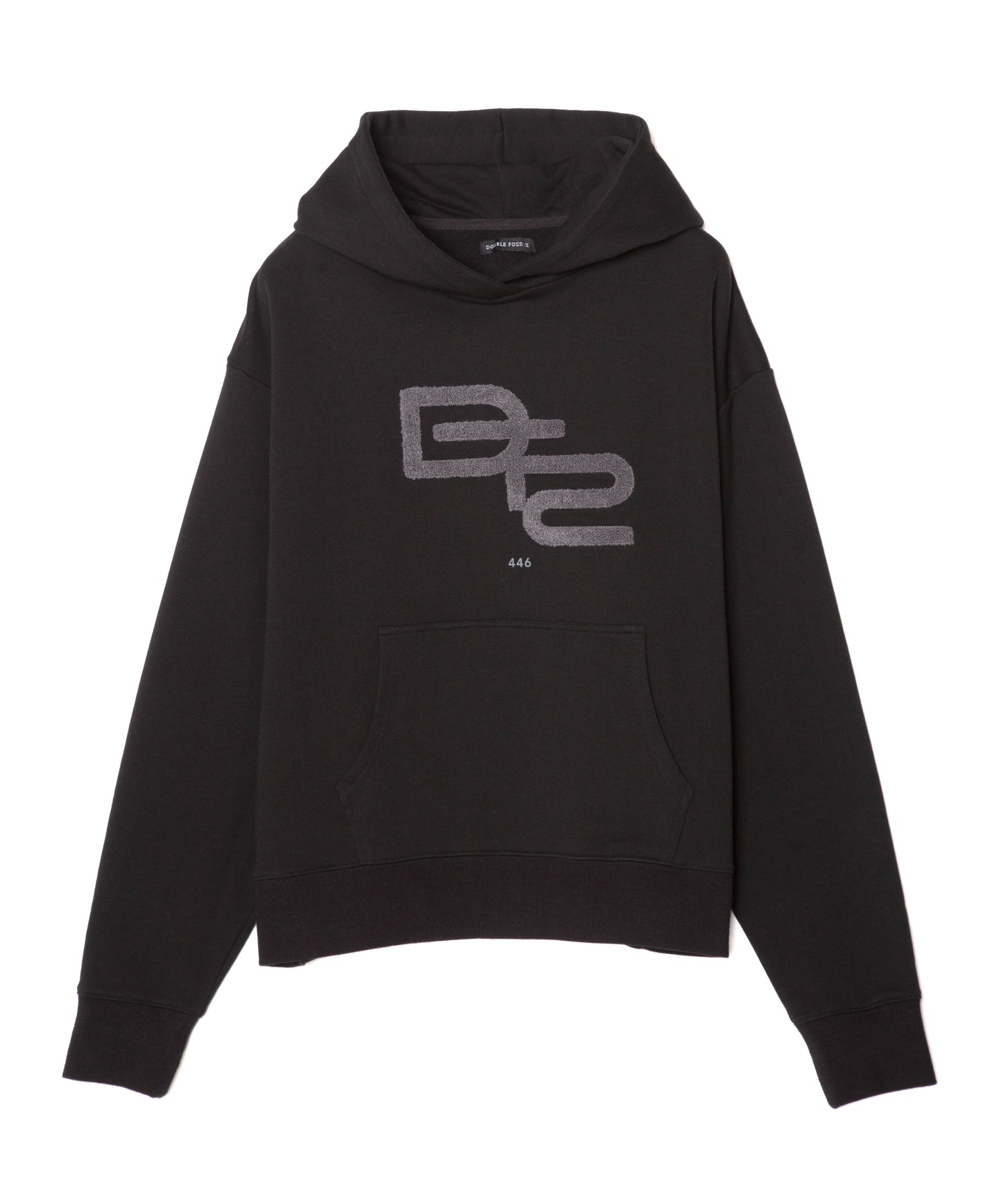 DOUBLE FOUR SIX- Chenille Logo Hoodie Black