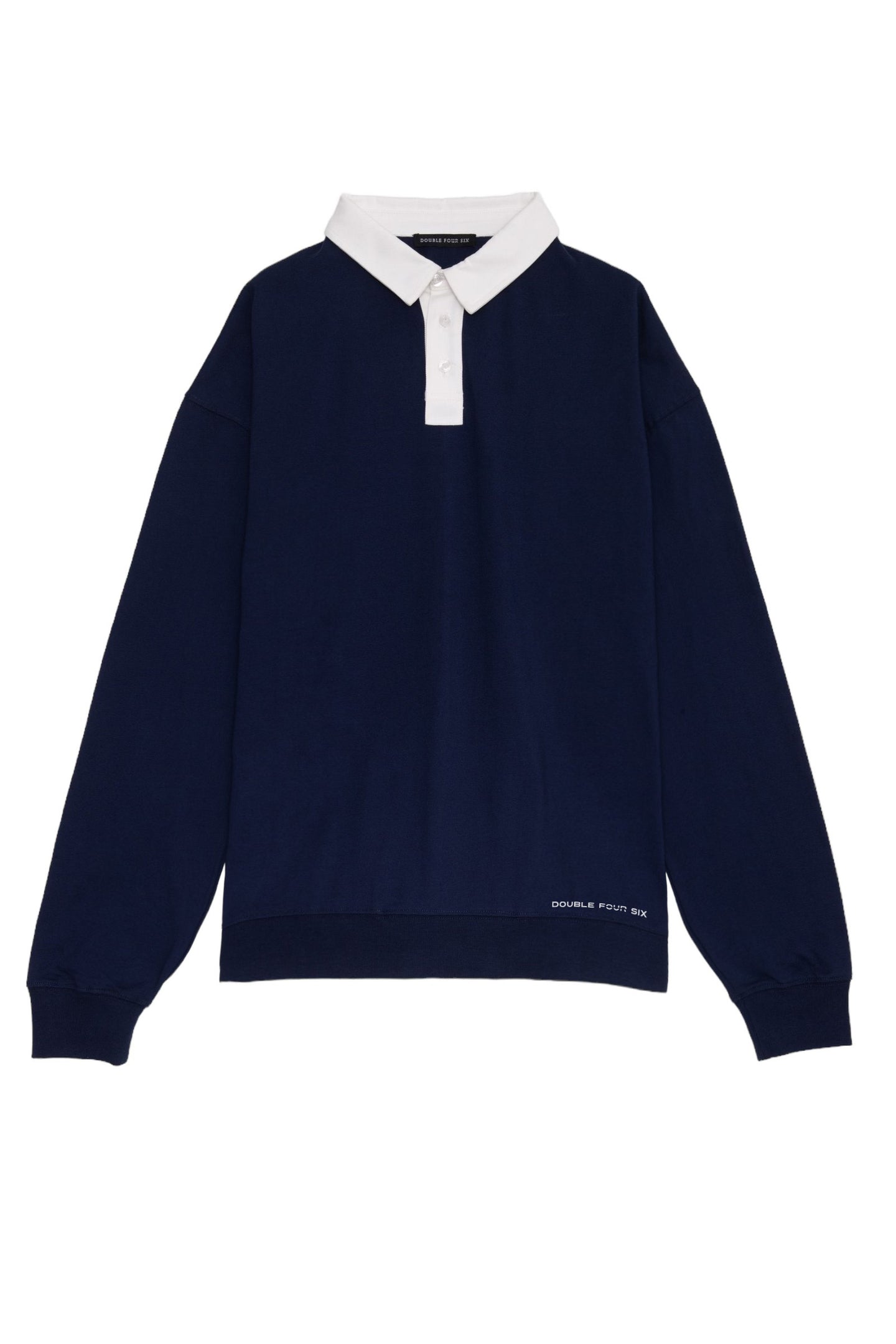 DOUBLE FOUR SIX- Long Sleeve Polo Shirt Navy