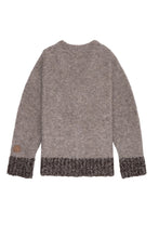 画像をギャラリービューアに読み込む, 446-Leather Emblem Bicolour Knit Cardigan Gray
