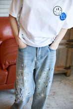 画像をギャラリービューアに読み込む, Wide Paint Denim Pants　Washed Blue
