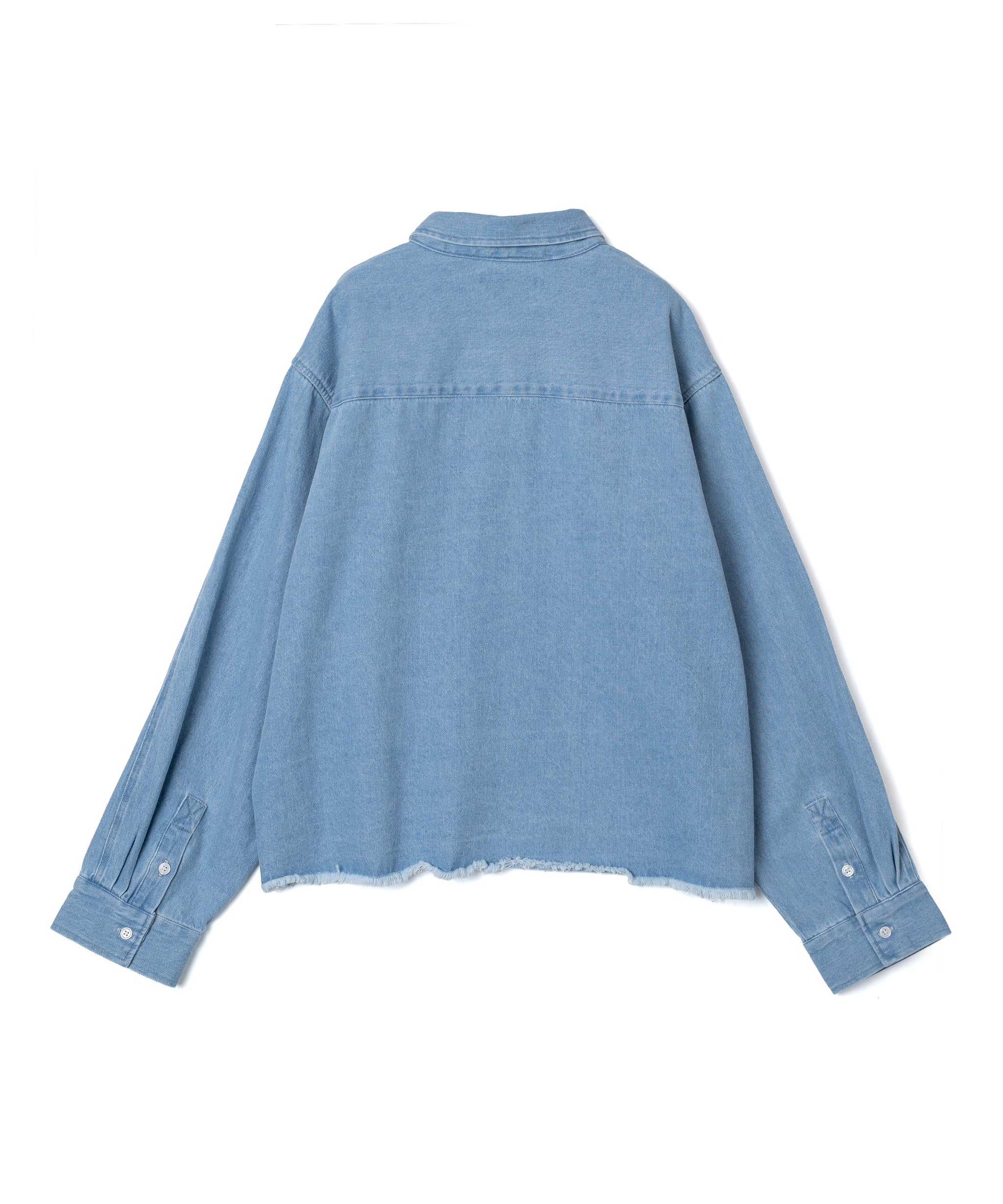 446- Cropped Denim Shirt Blue – 446 - DOUBLE FOUR SIX -