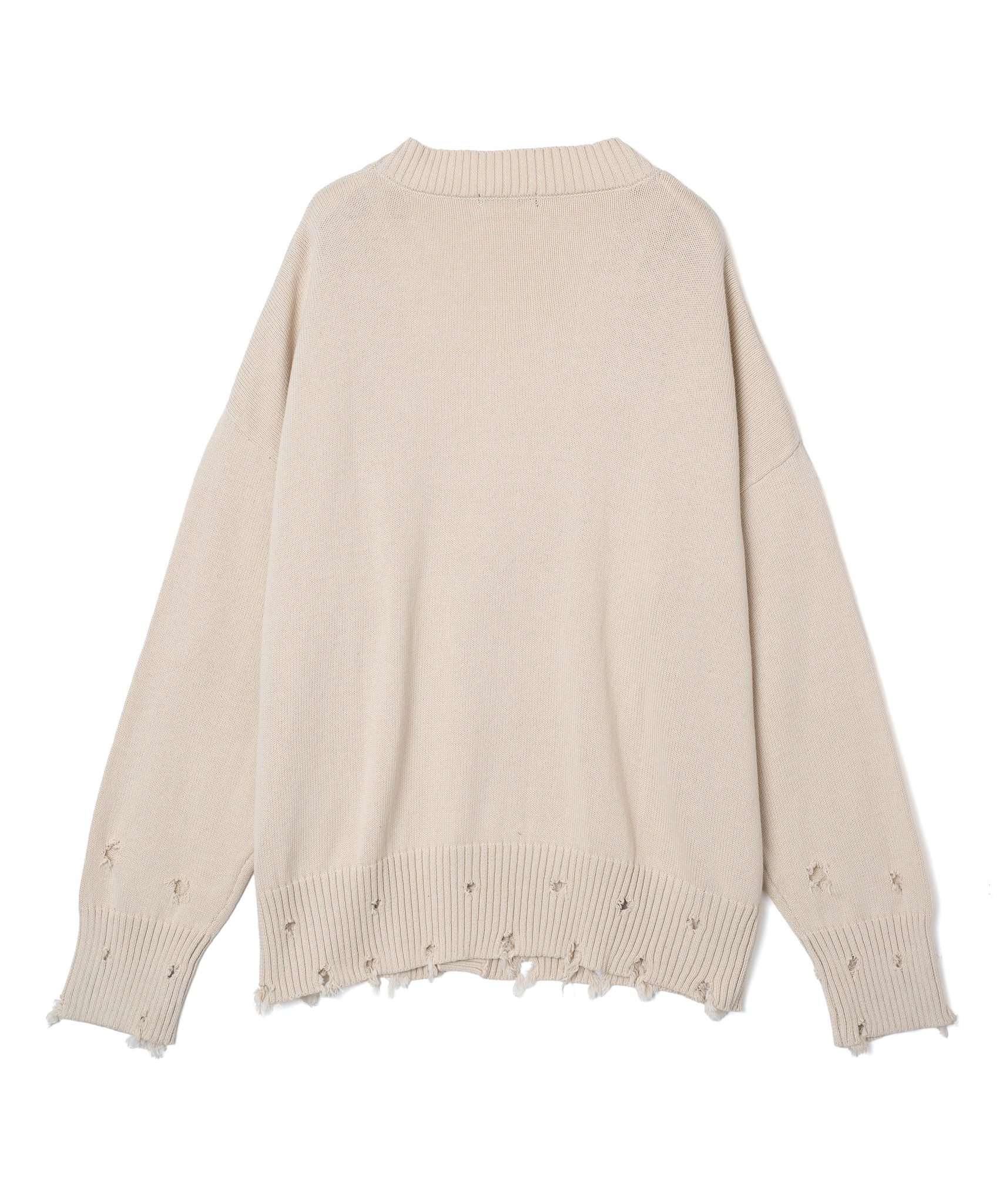 446- Logo Stitch Cardigan Beige – 446 - DOUBLE FOUR SIX -