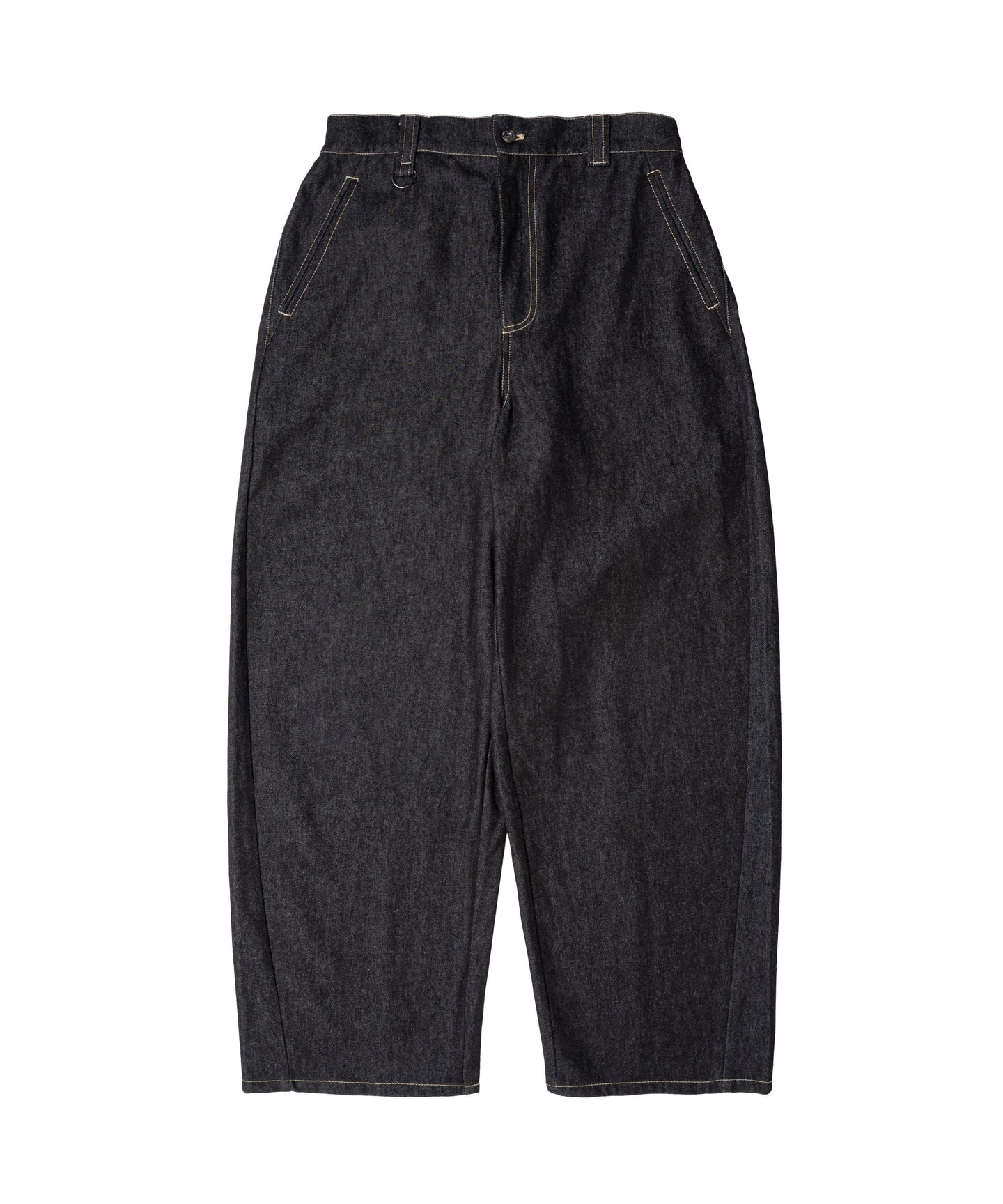 Barrel Leg One Wash Denim Pants Black