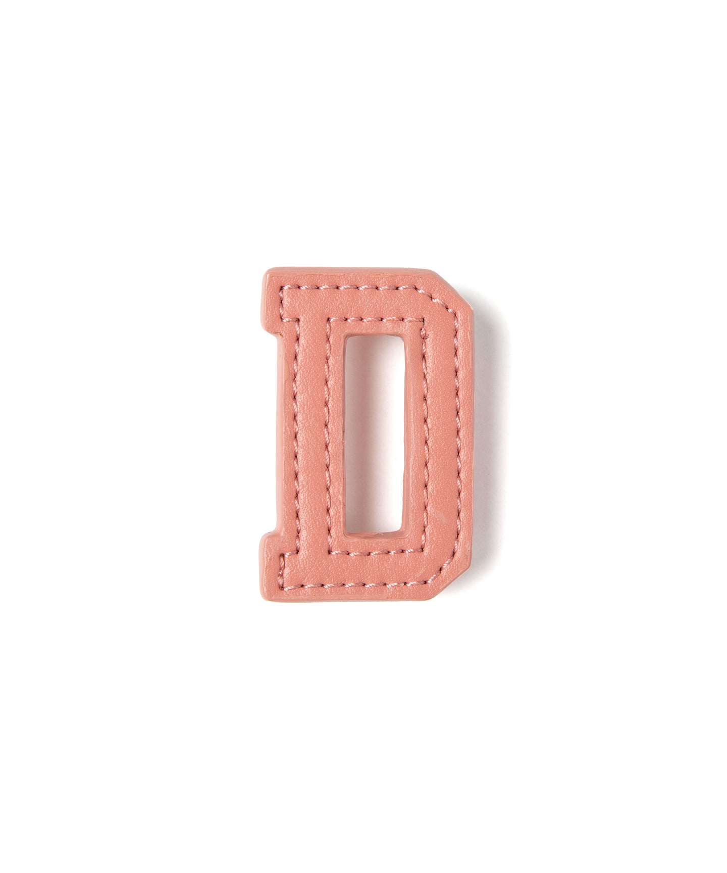 D-Synthetic Leather Alphabet Brooch Coral pink