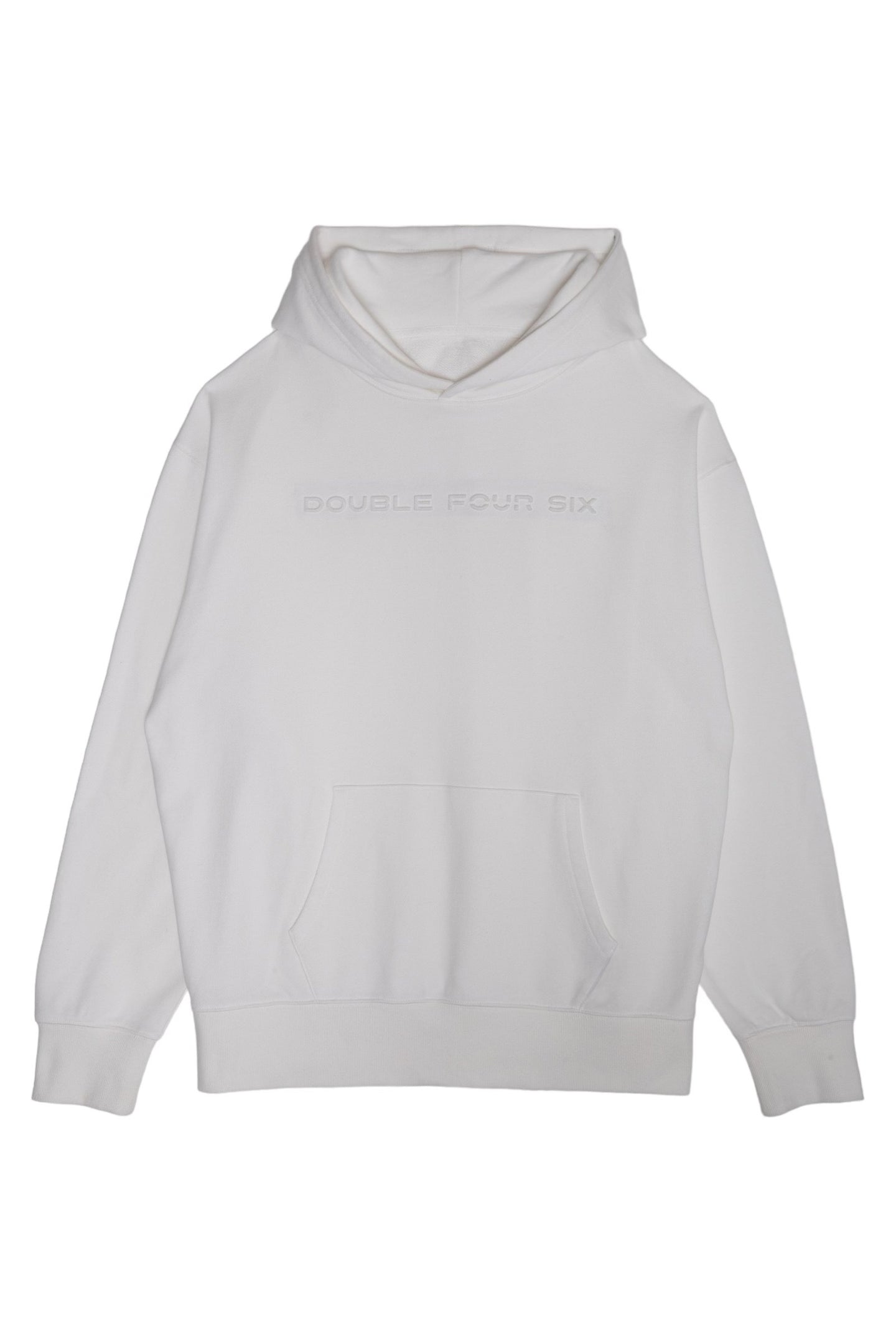 DOUBLE FOUR SIX- Emboss Logo Hoodie White