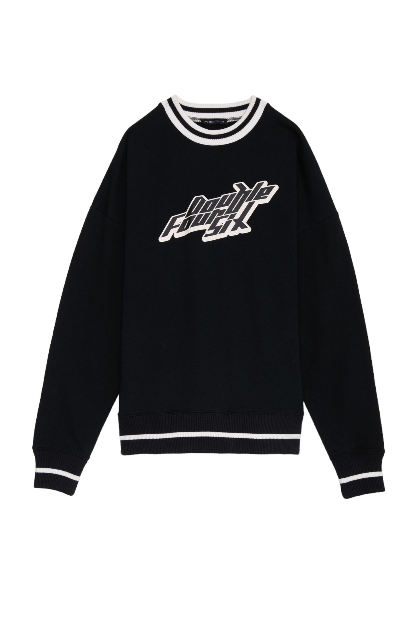 DOUBLE FOUR SIX-Street Logo Long Sleeve Sweatshirts Black