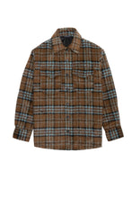 画像をギャラリービューアに読み込む, Checked Brush Down Jacket Brown
