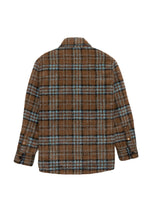 画像をギャラリービューアに読み込む, Checked Brush Down Jacket Brown

