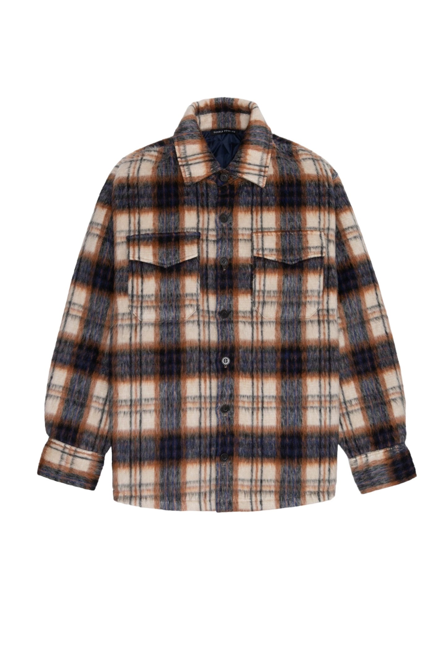 Checked Brush Down Jacket Beige