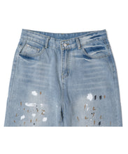 画像をギャラリービューアに読み込む, Wide Paint Denim Pants　Washed Blue
