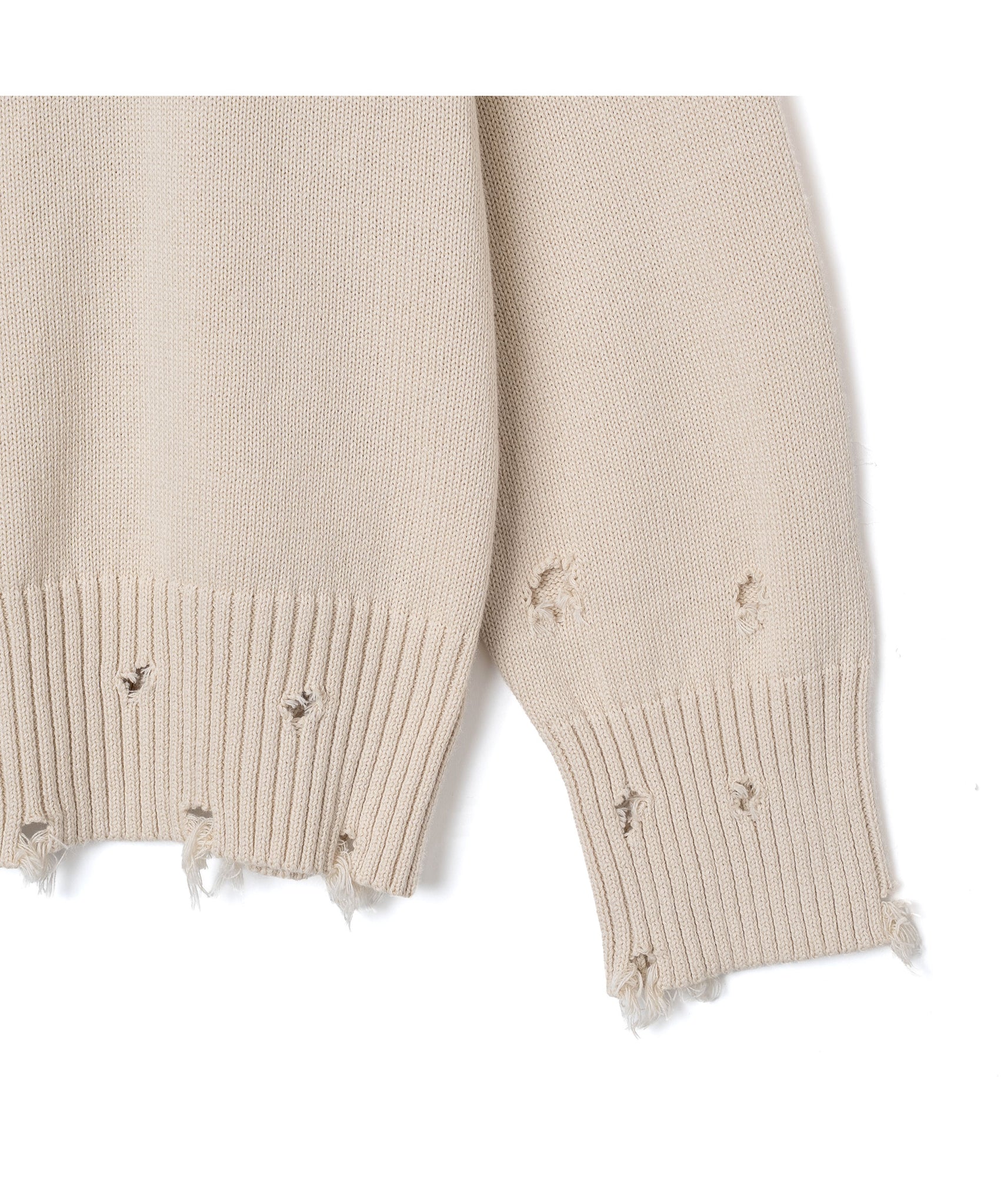 446- Logo Stitch Cardigan Beige – 446 - DOUBLE FOUR SIX -