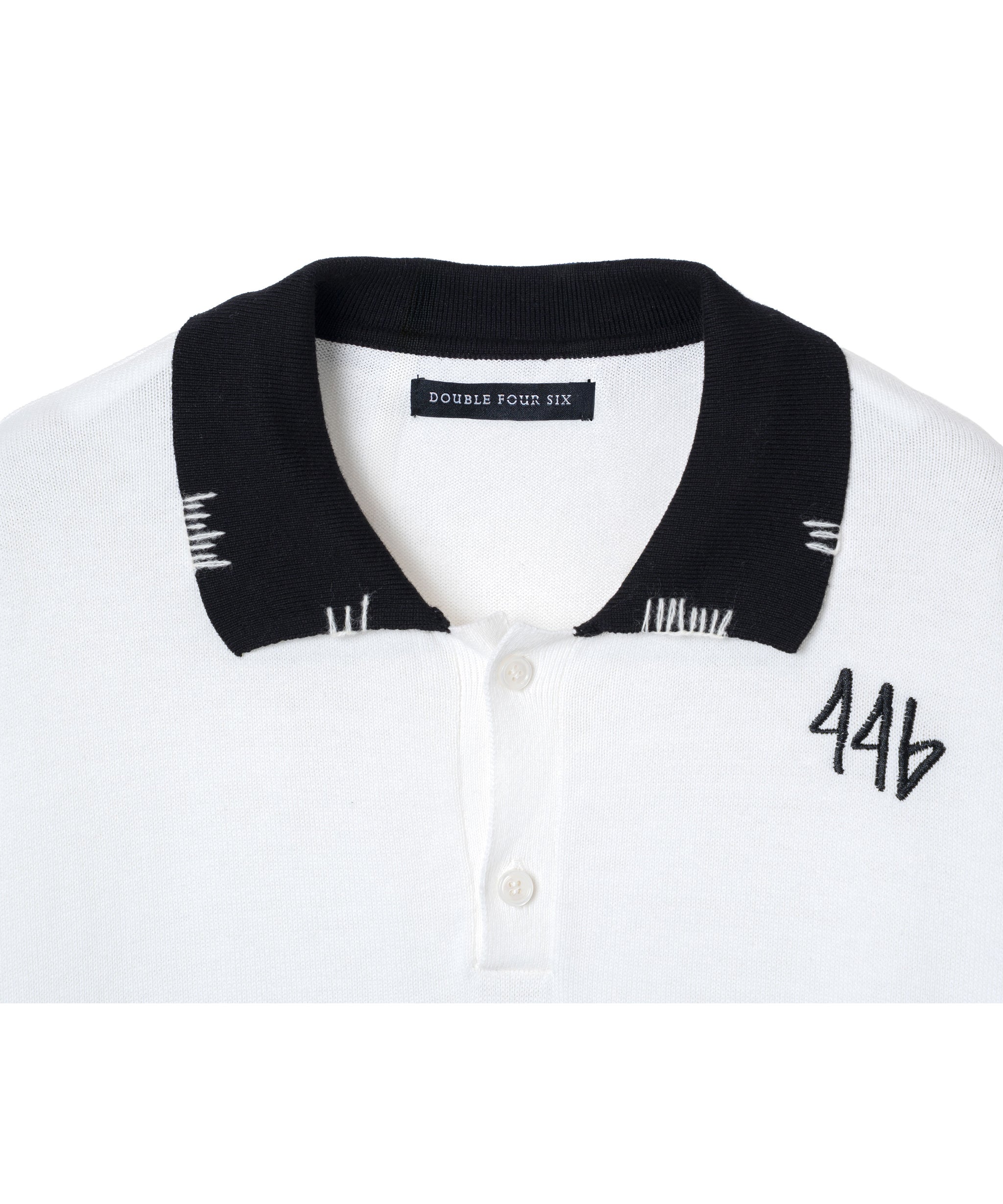 446- Stitch Shirt White×Black – 446 - DOUBLE FOUR SIX -