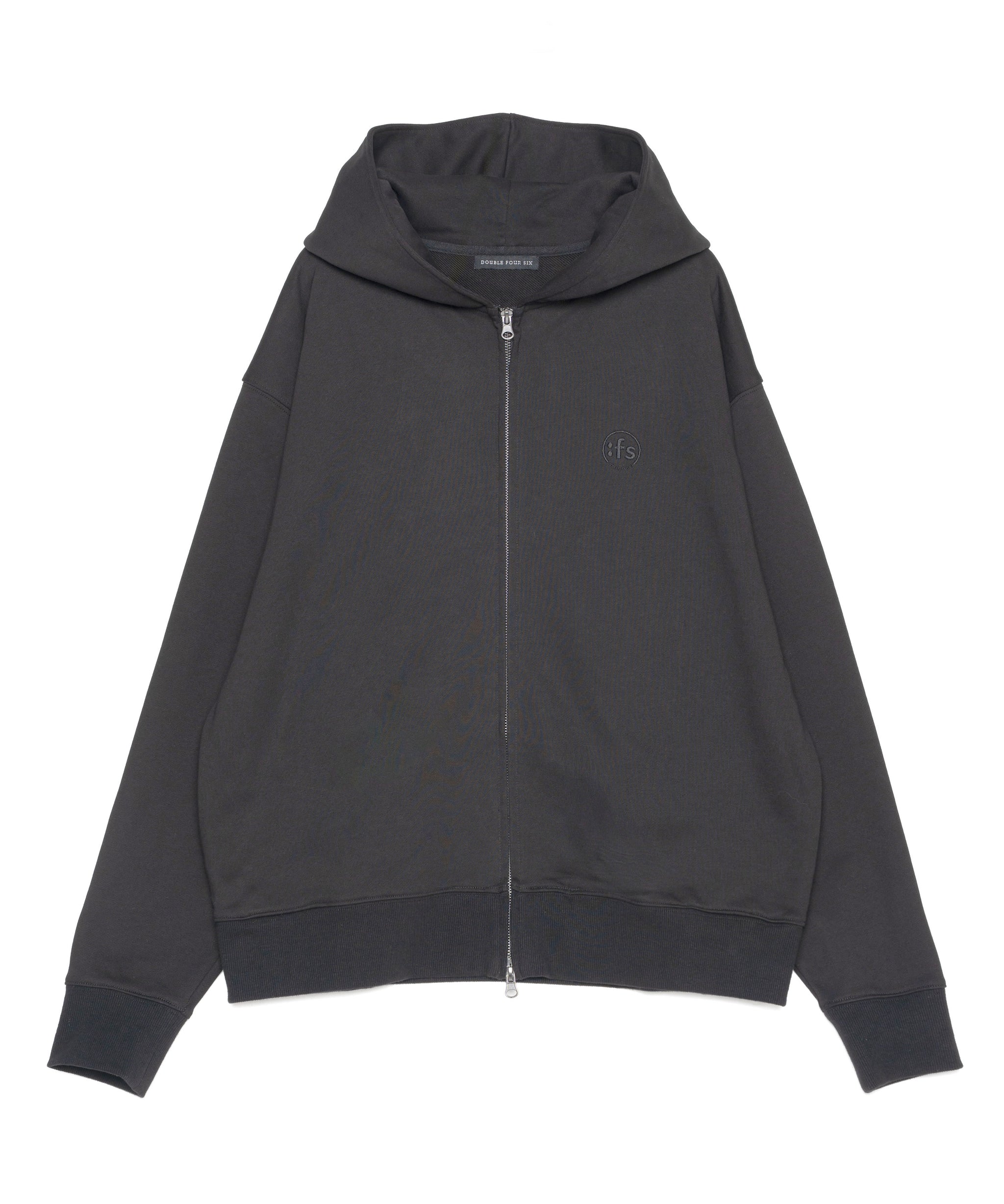 DOUBLE FOUR SIX- Zipped Hoodie Black – 446 - DOUBLE FOUR SIX -