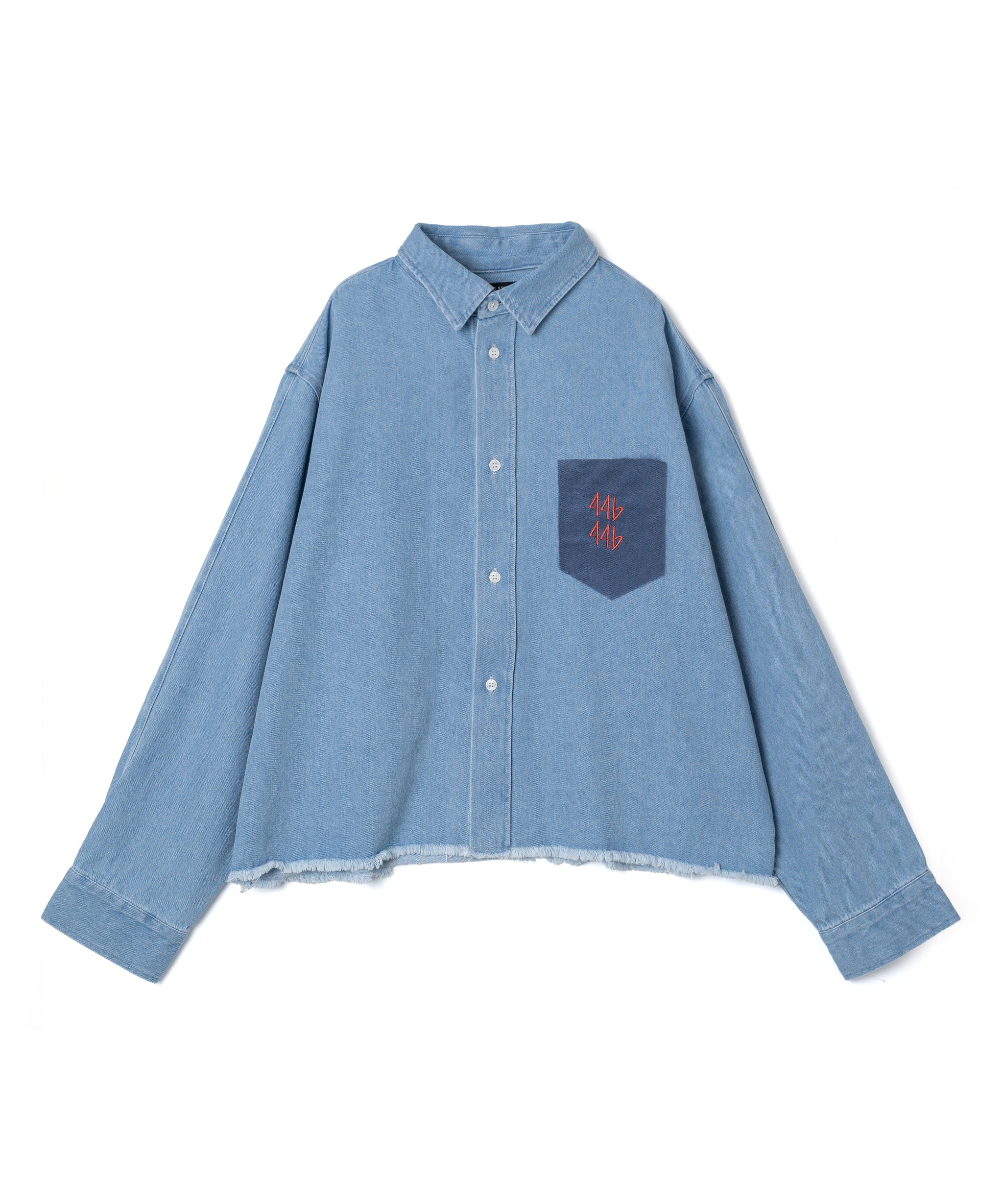 トップス MM 446- Cropped Denim Shirt Blue – 446 - DOUBLE FOUR SIX -