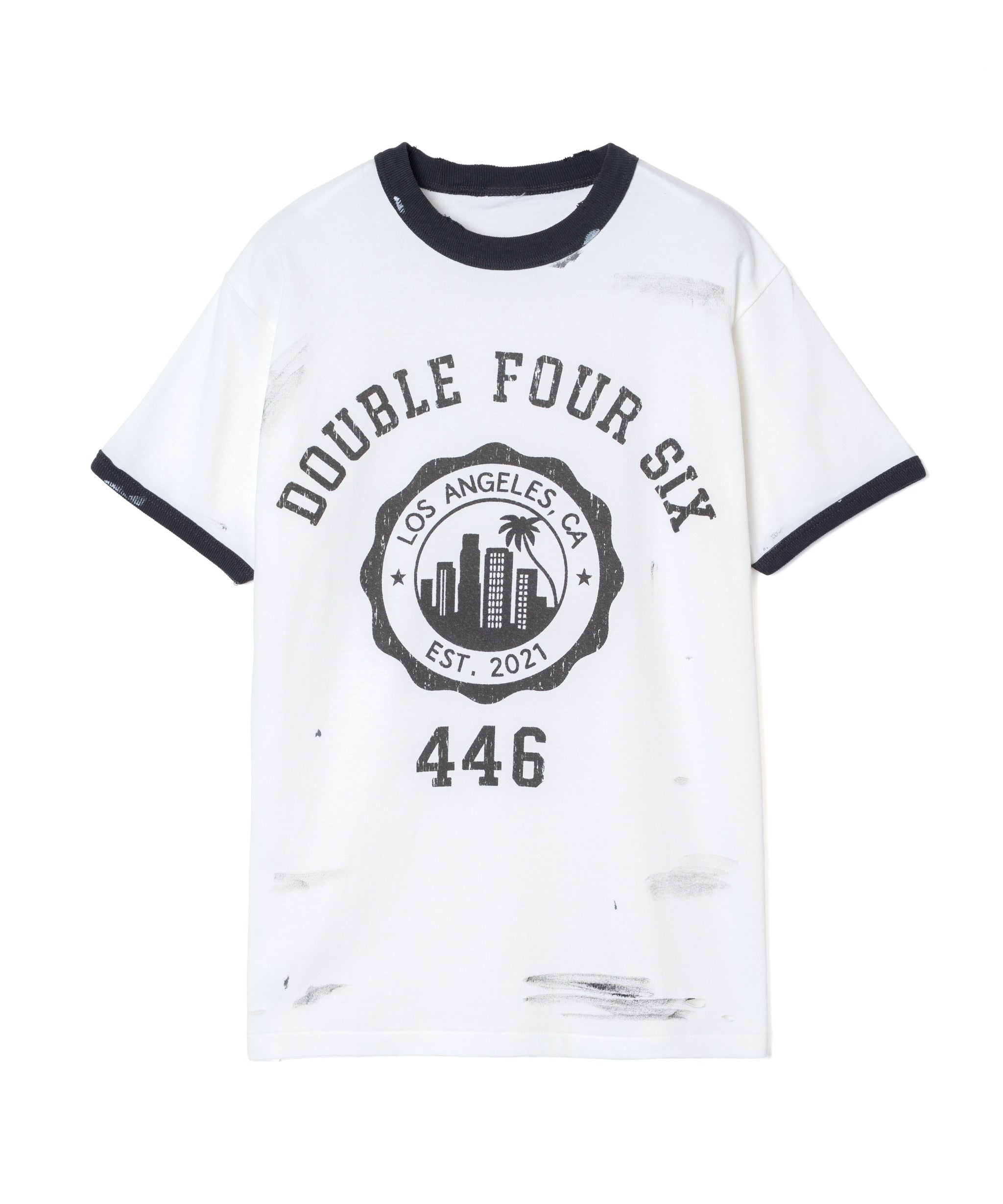 DOUBLE FOUR SIX- Ringer T-shirt White – 446 - DOUBLE FOUR SIX -