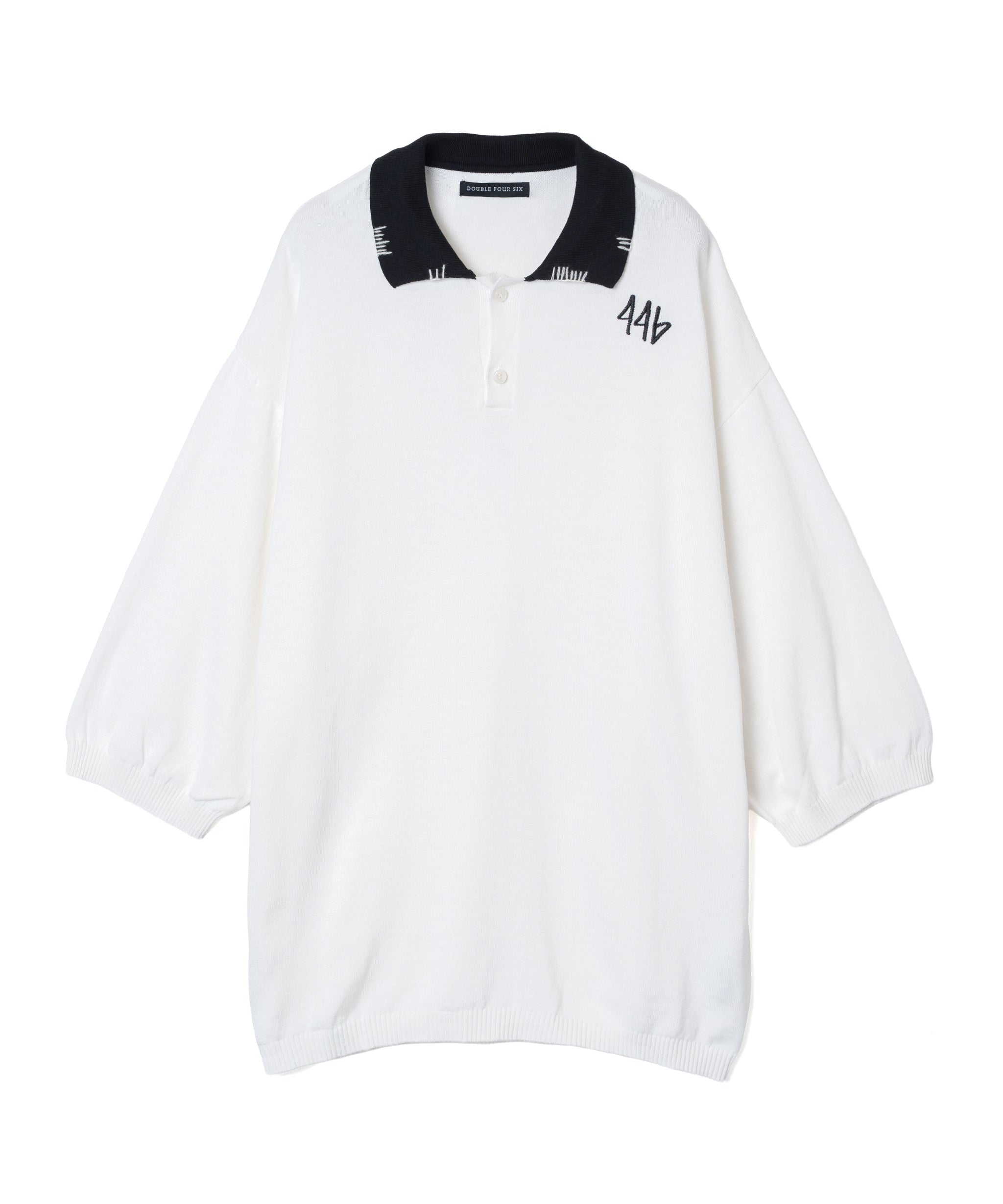 446- Stitch Shirt White×Black – 446 - DOUBLE FOUR SIX -