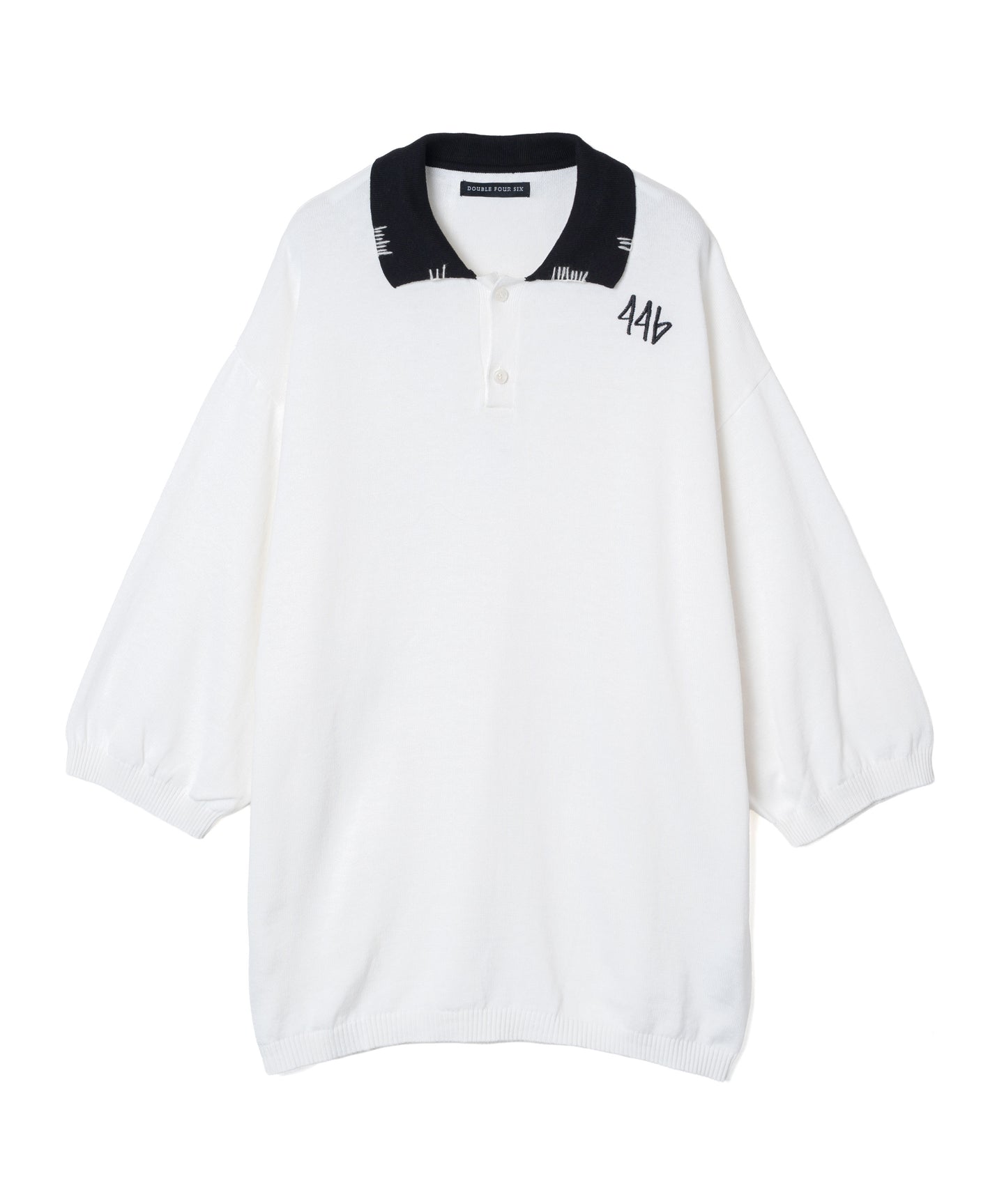446- Stitch Shirt White×Black – 446 - DOUBLE FOUR SIX -