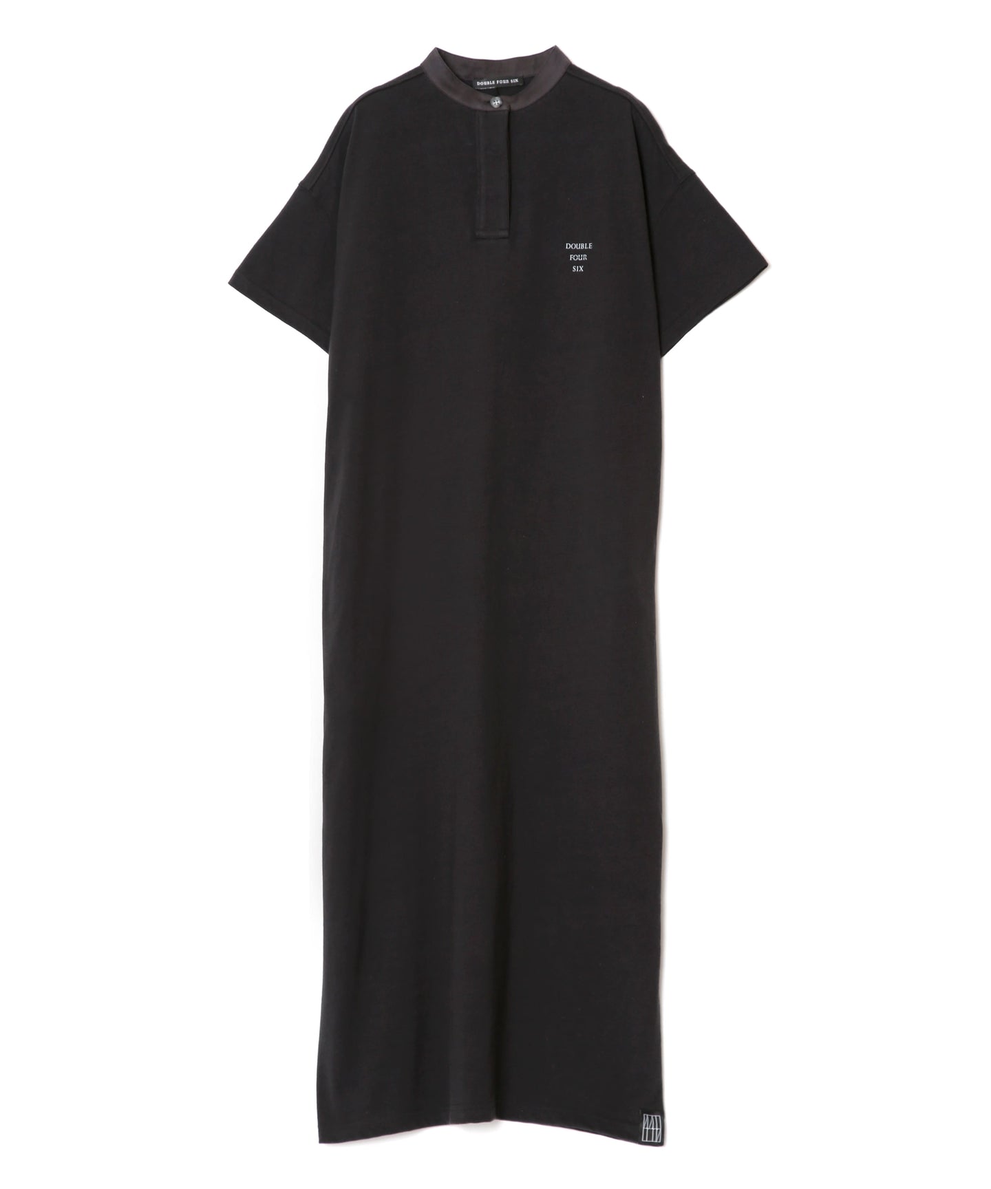 Band collar dress T-shirt Black