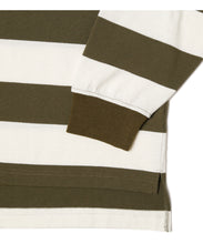画像をギャラリービューアに読み込む, 【数量限定商品】Oversize Mock Neck Stripe Long Sleeve T-Shirts Khaki
