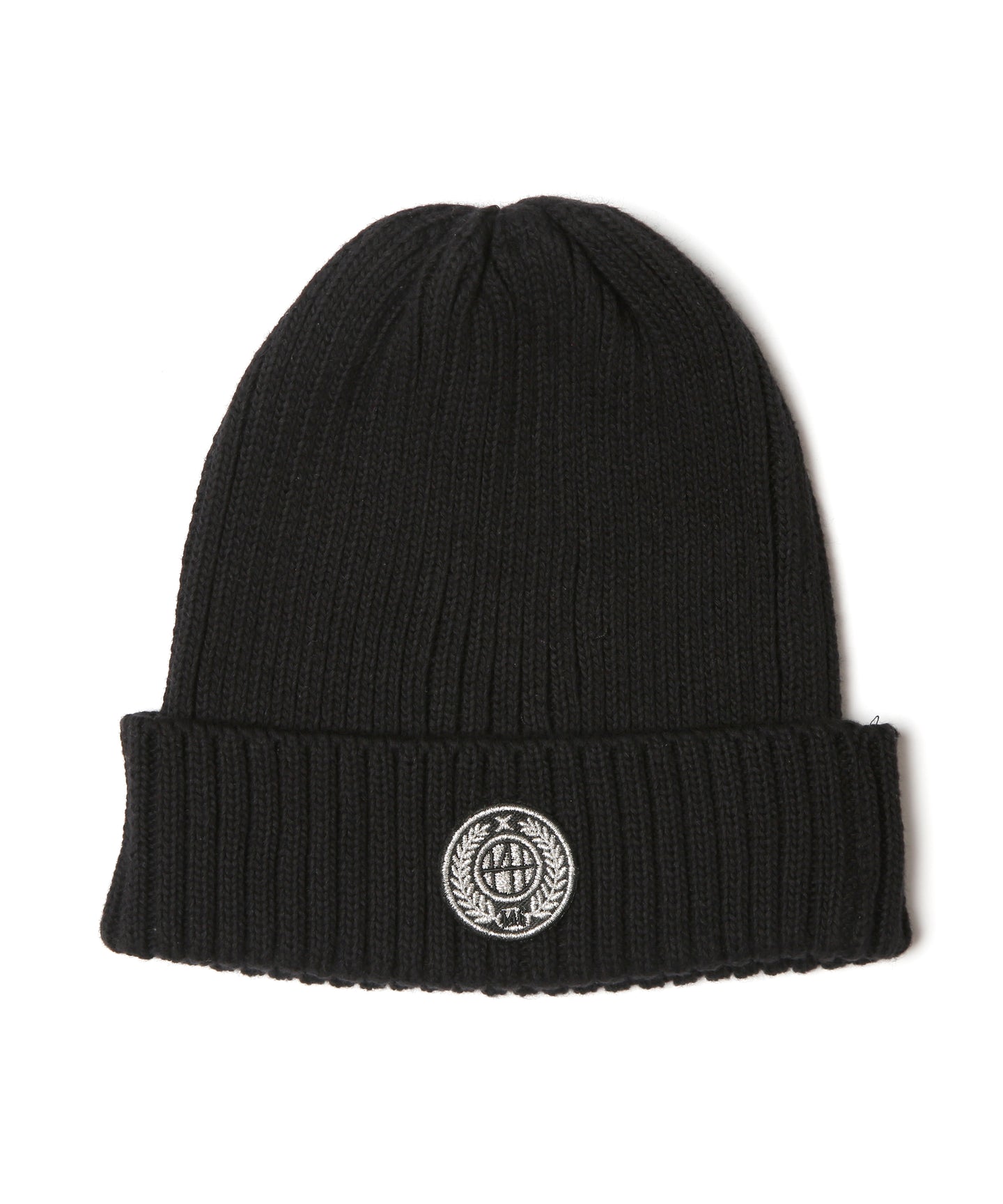446-DOUBLE FOUR SIX Emblem Knit Hat Black