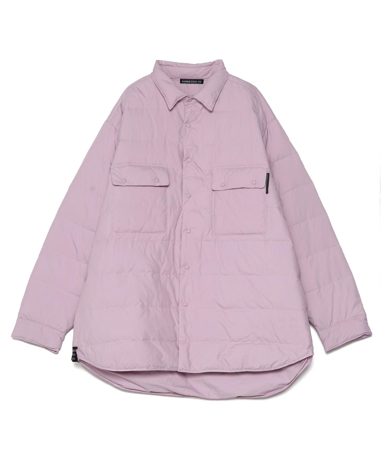 Double Pockets Fiber Down Shirt  Jacket Lavender