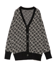 画像をギャラリービューアに読み込む, 446 Total Pattern Knit Cardigan Black
