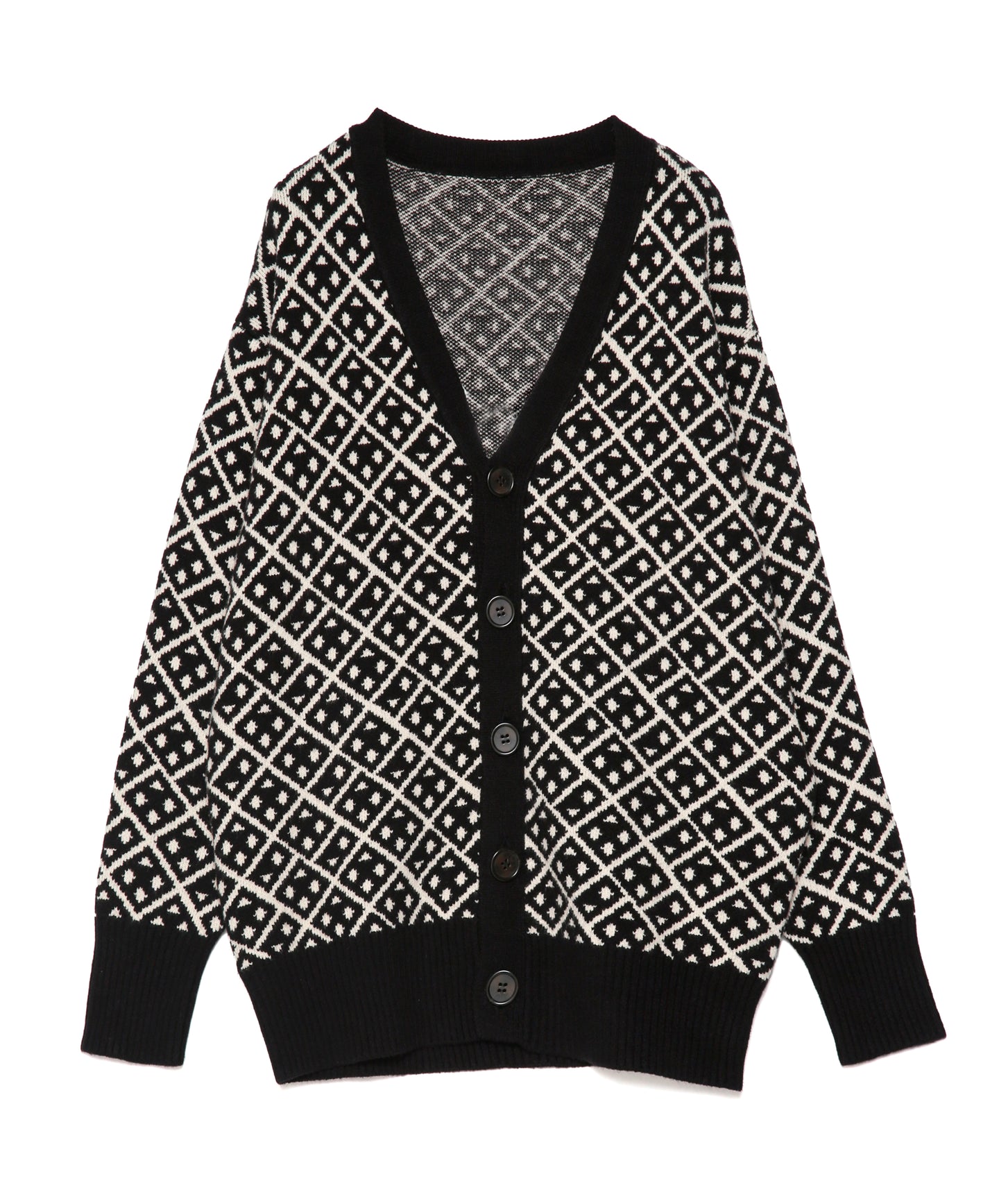 446 Total Pattern Knit Cardigan Black