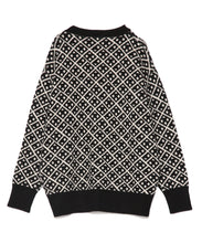 画像をギャラリービューアに読み込む, 446 Total Pattern Knit Cardigan Black
