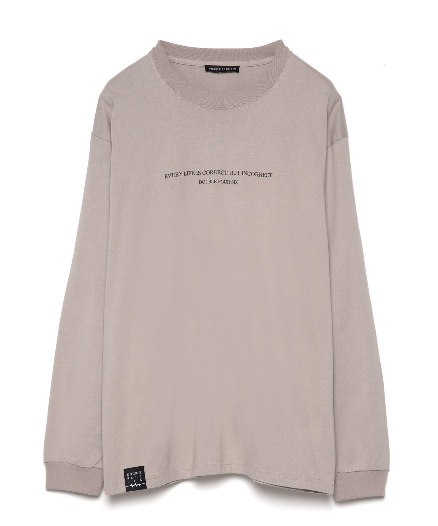 DOUBLE FOUR SIX- Message Print Long Sleeve T-shirt	Beige