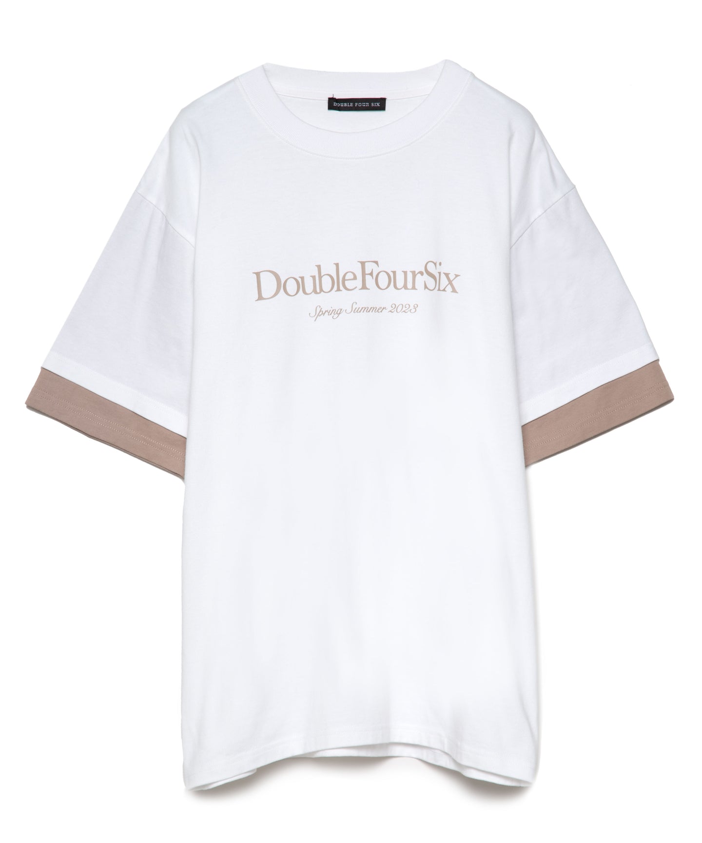 【数量限定商品】DOUBLE FOUR SIX- Layered Sleeve T-shirt White×Beige