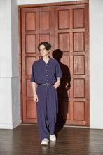 画像をギャラリービューアに読み込む, 【数量限定商品】Linen Stripe Wide Pants  Navy

