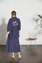 画像をギャラリービューアに読み込む, 【数量限定商品】DOUBLE FOUR SIX-  Back Logo Linen Stripe Shirt  Navy
