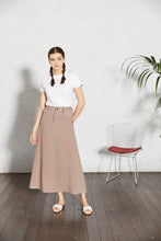 画像をギャラリービューアに読み込む, 【数量限定商品】Linen Stripe Long Skirt Greige
