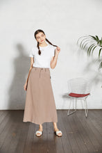 画像をギャラリービューアに読み込む, 【数量限定商品】Linen Stripe Long Skirt Greige
