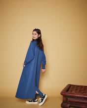 画像をギャラリービューアに読み込む, 【数量限定商品】446-DOUBLE FOUR SIX- College Block Logo Flare Dress Blue
